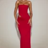Zorya Soft-Jersey Bandeau Cut-Out Maxi Dress in True Red Zorya Soft-Jersey Bandeau Cut-Out Maxi Dress in True Red