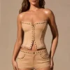 Zoryelle Low-Rise Mini Shorts in Tan Zoryelle Low-Rise Mini Shorts in Tan