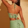 Zuni Lace Up Back Petite Trousers in Green Zuni Lace Up Back Petite Trousers in Green