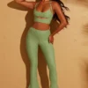 Zuni Lace Up Back Petite Trousers in Green Zuni Lace Up Back Petite Trousers in Green