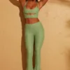 Zuni Lace Up Back Petite Trousers in Green Zuni Lace Up Back Petite Trousers in Green