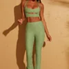 Zuni Lace Up Back Petite Trousers in Green Zuni Lace Up Back Petite Trousers in Green