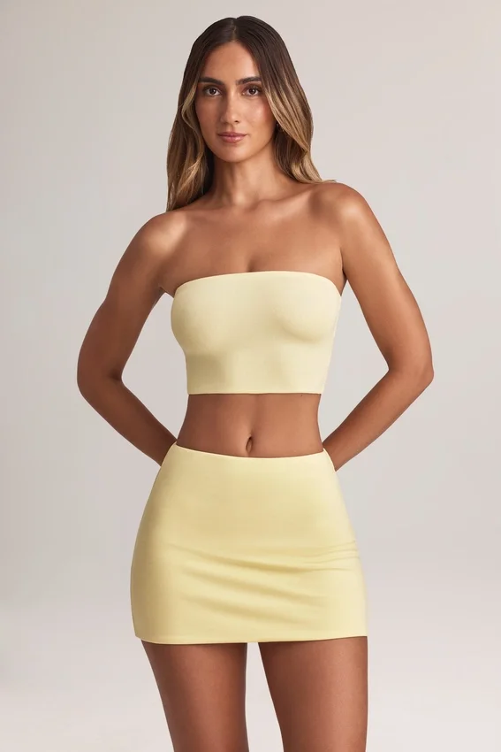 Zuri Modal Mid-Rise A-Line Mini Skirt in Lemon Sherbet Zuri Modal Mid-Rise A-Line Mini Skirt in Lemon Sherbet