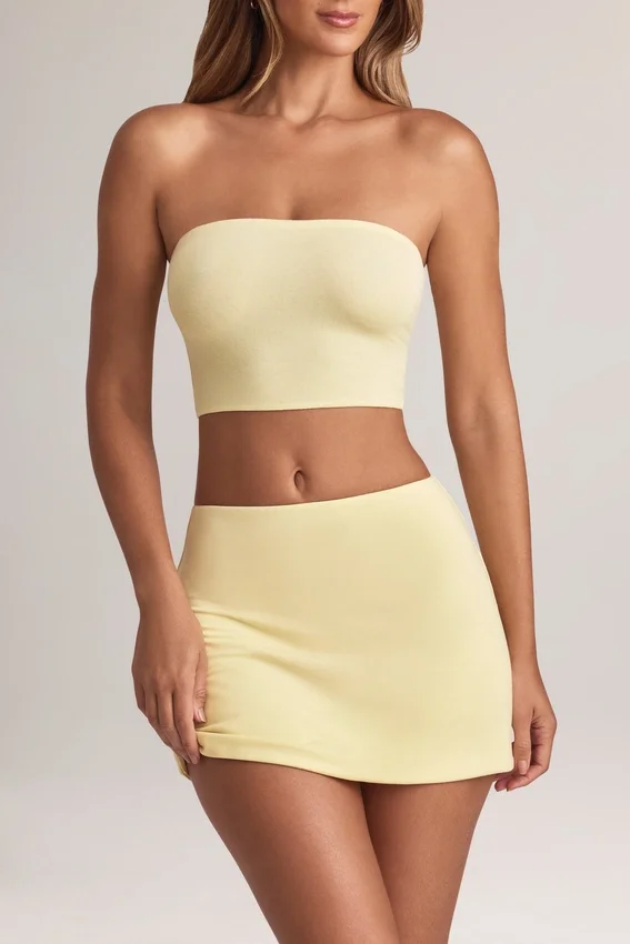 Zuri Modal Mid-Rise A-Line Mini Skirt in Lemon Sherbet Zuri Modal Mid-Rise A-Line Mini Skirt in Lemon Sherbet