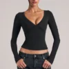 Zyra V-Neck Long-Sleeve Top in Black Zyra V-Neck Long-Sleeve Top in Black