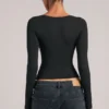 Zyra V-Neck Long-Sleeve Top in Black Zyra V-Neck Long-Sleeve Top in Black