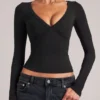 Zyra V-Neck Long-Sleeve Top in Black Zyra V-Neck Long-Sleeve Top in Black