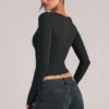 Zyra V-Neck Long-Sleeve Top in Black Zyra V-Neck Long-Sleeve Top in Black