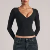 Zyra V-Neck Long-Sleeve Top in Black Zyra V-Neck Long-Sleeve Top in Black