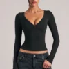 Zyra V-Neck Long-Sleeve Top in Black Zyra V-Neck Long-Sleeve Top in Black