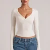 Zyra V-Neck Long-Sleeve Top in Ivory Zyra V-Neck Long-Sleeve Top in Ivory