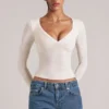 Zyra V-Neck Long-Sleeve Top in Ivory Zyra V-Neck Long-Sleeve Top in Ivory
